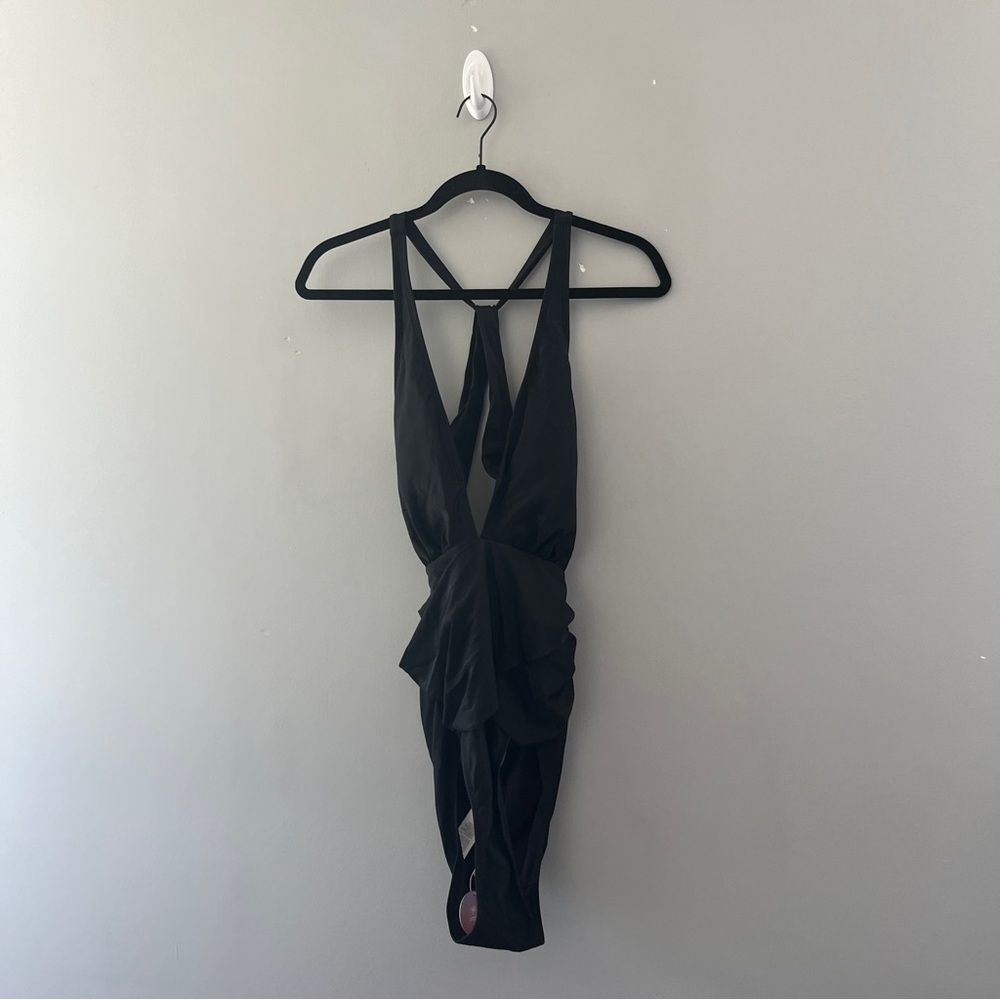 NEW Cupshe x JoJo Fletcher Black One Piece Bathing Swim Suit V Neck Size XL